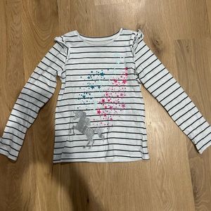 Jumping Beans Long Sleeve Softest Tee Sparkly Unicorn Stars White Blue Size 5